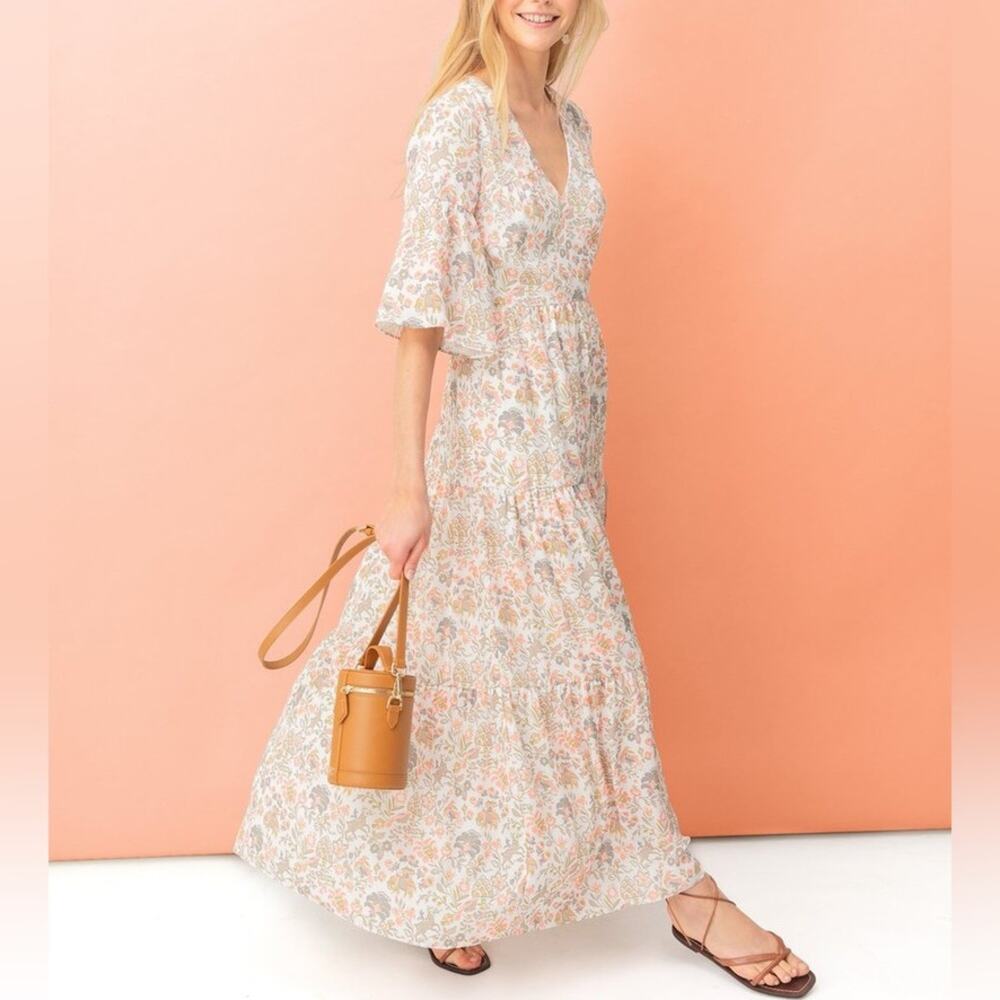 Tuckernuck The Ginger Floral Short Flutter Sleeves Maxi Dress Women’s Size XS